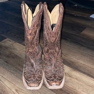 Corral Brown Leather w Black Snakeskin Inlay Boots